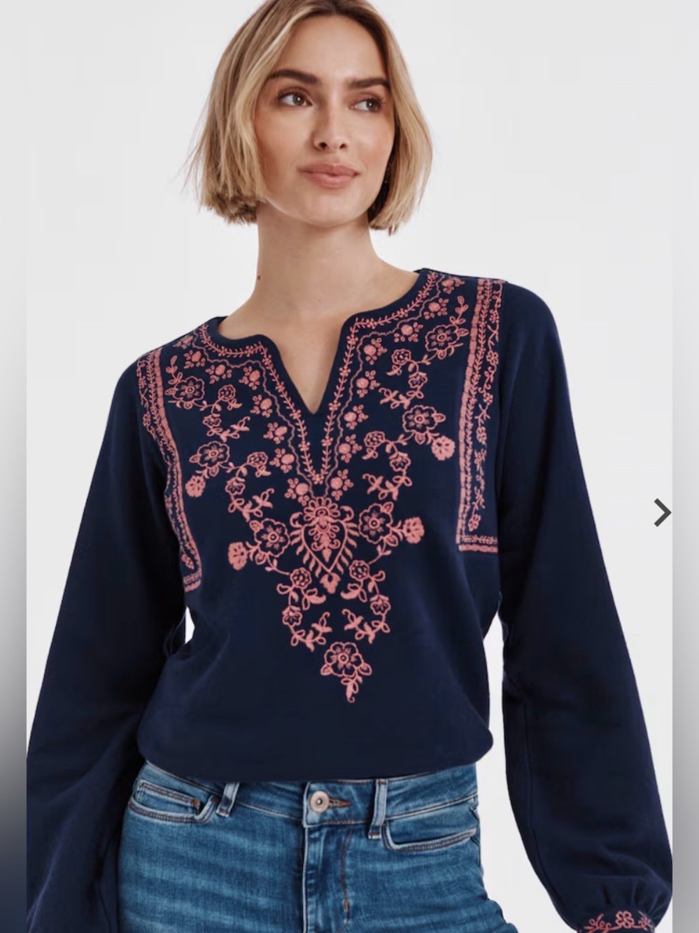 J. Jill Embroidered & Textured Knit Top XS